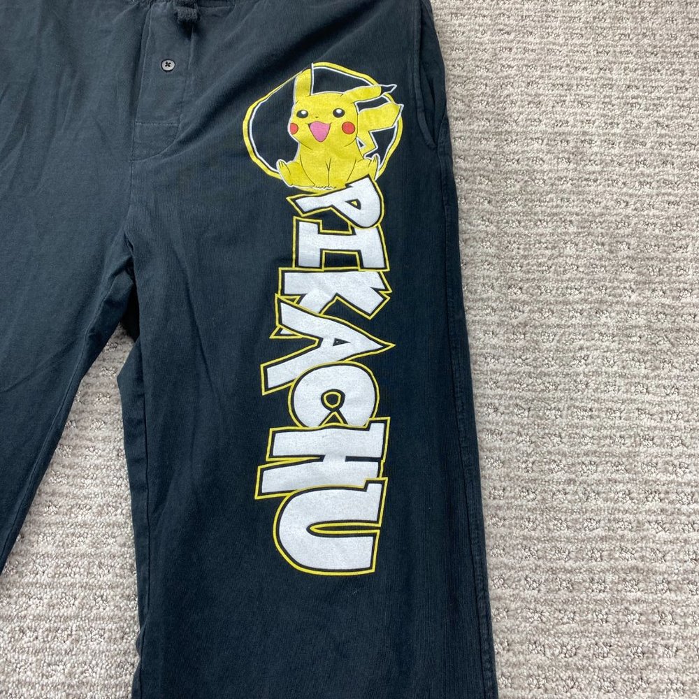 Pokémon Pikachu Pants Men Large L Black Pajama Sleep Lounge Wear Casual Mens - Picture 4 of 14